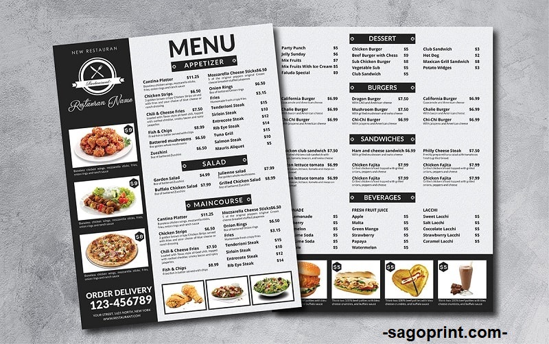 in menu thực đơn quán cafe ,quán ăn và quán nước đẹp giá rẻ